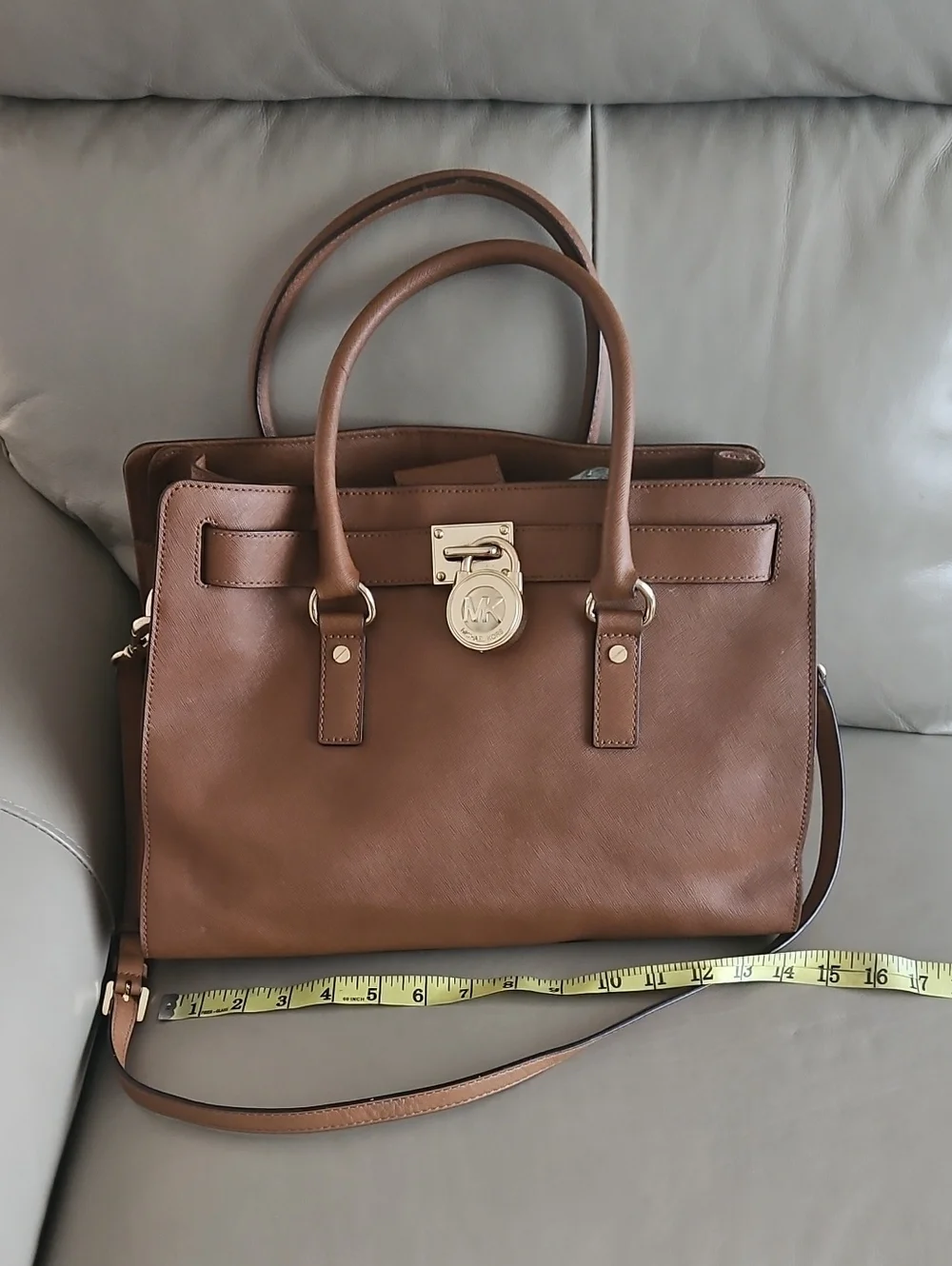 Michael Kors Chestnut Brown Leather Tote with Gold Hardware